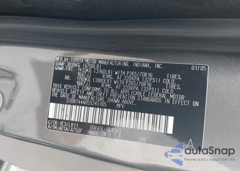 2005 Toyota Sequoia Sr5 V8 from USA, damaged, VIN 5TDBT44A05S245105